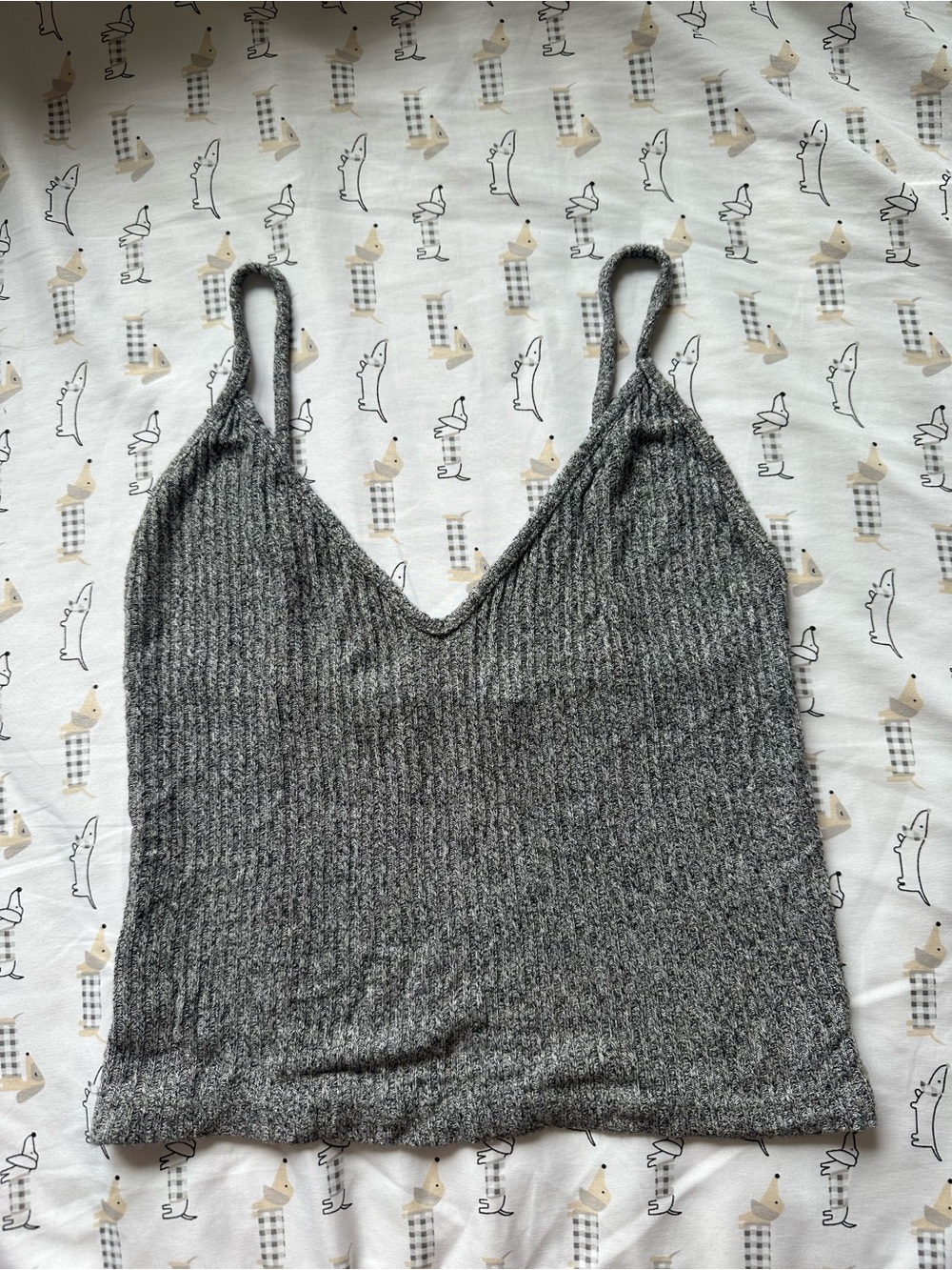 Brandy Melville Gray Ribbed V-Neck Cami